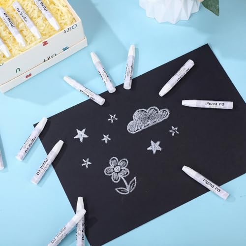 48 Pcs White Soft Oil Pastels Bulk Artists Oil Crayons Single Color Hexagonal Creamy Pastel for Artists Beginners Painting Drawing Relaxing Blending - color: White
