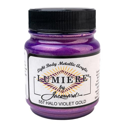 Jacquard Lumiere 2.25oz Fabric Paint Halo Violet Gold - Metallic Paint for Fabric, Leather, Canvas, Paper and Wood - Light-bodied Metallic Acrylic Paint - Lightfast & Vibrant Metallic Acrylic Paints - color: Halo Violet Gold, size: 2.25 Fl Oz (Pack of 1)