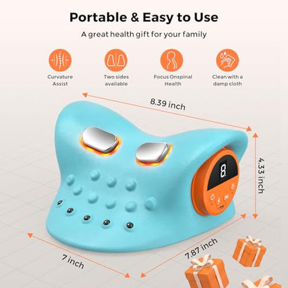 Massager Official 4-in-1 Cervical Neck Massager Pillow with Heating Wave Vibration, Remote Control, for Home, Office, Travel