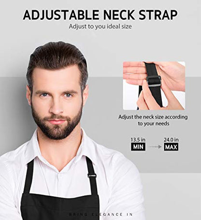 Syntus Apron for Men Women, Adjustable Cooking Kitchen Apron with 2 Pockets | Machine Washable, Firm Stitching, Stain Resistance, Long Tie Straps, 2 Pockets, Versatility, Unisex Use, Gift, BBQ - color: Black/White, style: 2 Polyester