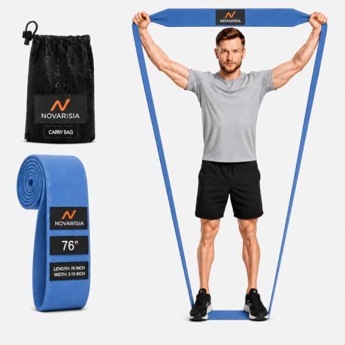 76 Inch Fabric Resistance Band for Strength Training, Mobility, and Stretching, Non-Slip Workout Band for Athletes, Home Gyms, Yoga, and Physical Therapy - color: Blue