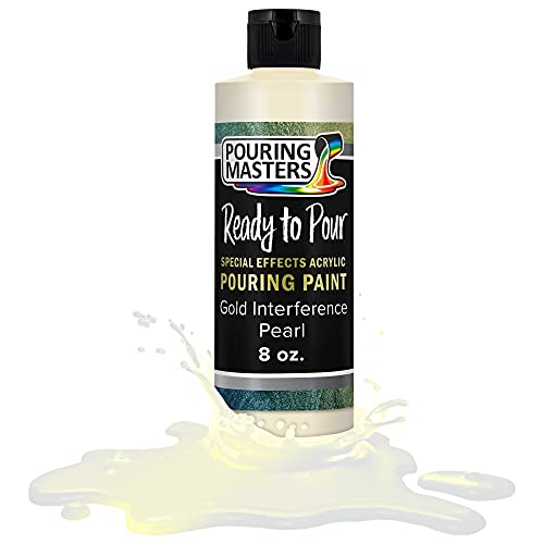 Pouring Masters Gold Interference Pearl Special Effects Acrylic Pouring Paint - Premium 8-Ounce Pre-Mixed Fluid Acrylic Paint - Fluid Art Supplies for Canvas, Wood, Paper, Tile & Rocks - color: Gold, size: 8 Fl Oz (Pack of 1)