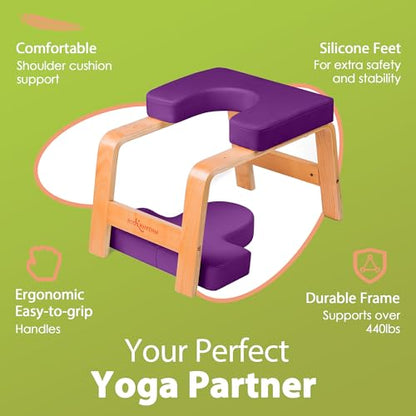 BODY RHYTHM Yoga Headstand Bench, Yoga Inversion Chair, Headstand Trainer for Relieve Stress, Improve Sleep & Digestion and Strength Training, Ideal for Home Workout, Fitness and Gym - color: Classic Purple