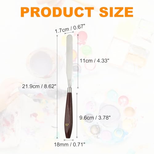 HARFINGTON Palette Knife Painting Tool 4.33x0.67 Stainless Steel Red/Silver | Art Spatula, Pallet Knives Scrapers Tools, with Beech Wood Handle, for Acrylic Oil Canvas Mixing Spreading