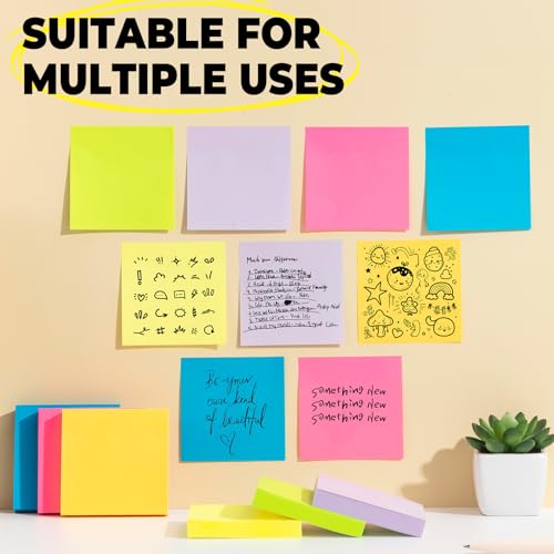M&G 6 Pads Sticky Notes 3x3 Inch, Self Sticky Notes 6 Bright Colors Easy to Stick Office and School Supplies for Home, Desk, and Notebook Use, 120 Sheets/Pad - style: Bright 6 Colors(720 Sheets)