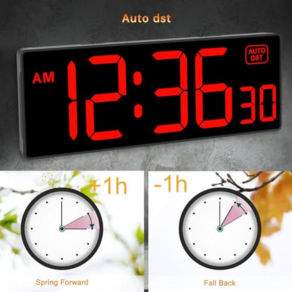 Soobest Digital Wall Clock with Seconds for Gym | Remote Countdown Timer, Large LED Display, 5 Dimmer (10.2 Inch Red) - color: 10.2“ Red