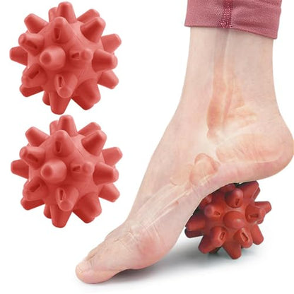 Soft Spiky Massage Balls, 2 Pcs Silicone Massage Ball for Plantar Fasciitis, Trigger Point Release Ball Deep Tissue Self Massage Ball Muscle Soreness Manual Massage Ball for Yoga Gym Exercise (Red) - color: Red
