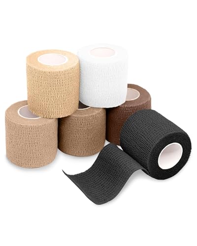FriCARE Self Adhesive Bandage Wrap, Medical Tape in First Aid Kit, Classic | Elastic Cohesive Bandages for Sports/Vet/Wrist Ankle Wounds, 2 Inches X 5 Yards, Latex-free 6 Rolls - color: Classic