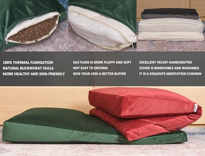 Meditation Cushion,Velvet Meditation Pillow and Zabuton 2-in-1 Portable Design(50 * 70CM). (Green, Service H：9cm) - color: Green