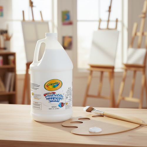 Crayola Washable Paint, White – 1 Gallon Non-Toxic Kids’ Paint for School Projects, Classroom Art & Crafts - color: White