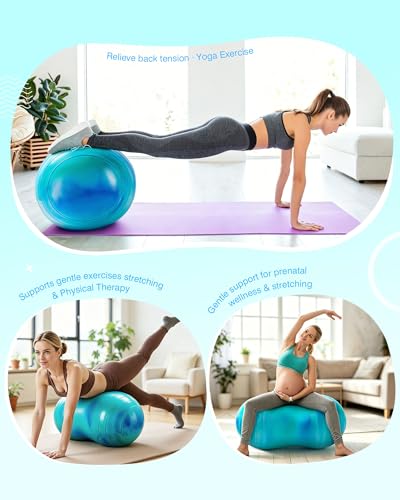 ZOOJOY Peanut Ball for Kids and Adults | 18/20Inch Anti-Burst Exercise Ball - color: Green & Blue, size: 39 x 20 Inch