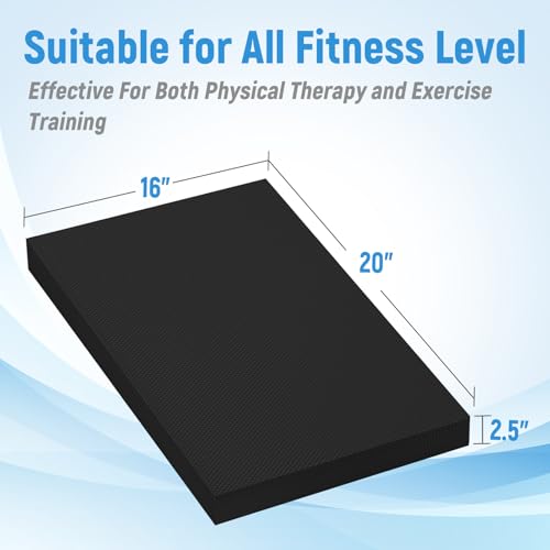 Balance Pad, 20"x16"x2.5" Non-Slip TPE Knee Cushion - color: Black - XL - 20" x 16" x 2.5"