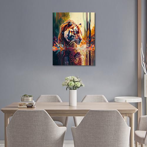 TUMOVO Paint by Numbers Kit, Tiger DIY Oil Painting for Adults & Kids, Easy Acrylic Painting for Beginners, Unique Wall Art Decor, 16x20 Inch