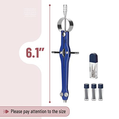 Mr. Pen- Professional Compass for Geometry, Extra Lead | Metal Compass Drawing Tool for Students, Drafting and Engineering, Technical Drawings, Circles and Geometry Projects - color: Blue