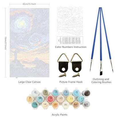 ARTGOTO Large Paint by Numbers for Adults Rio de Janeiro | 15.7x27.5inch/40x70cm Paint by Number Kit on Canvas, Christ the Redeemer Starry Sky Acrylic Painting Set, No Frame - color: PBN051
