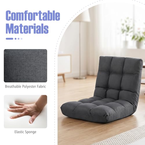 GIANTEX 14-Position Adjustable Floor Chair for Adults (Gray) - color: Grey