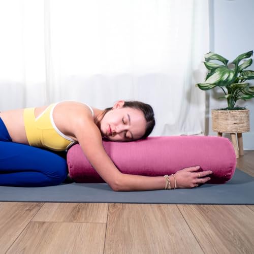 Pranayama Yoga Bolster Meditation Pillow - color: Pink, size: Cylindrical 26" x 8"