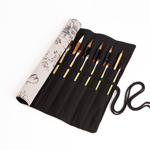 Funny live Paint Brush Holder Art Supplies, Artist Brush Holder & Art Supply Storage Organizer Roll-Up Case Bag, Protect Acrylic Oil Watercolor Paintbrushes (Peony-20 Slot Pockets) - style: Peony-20 Slot Pockets