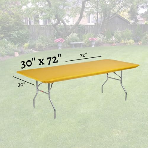 6' Rectangle Plastic Table Covers 30" x 72", Bundle of 5 (Gold) - color: Gold