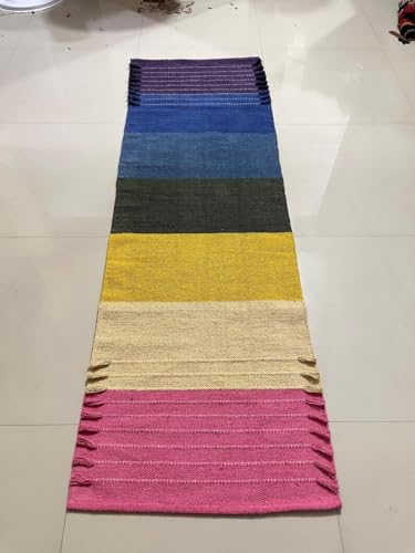 Payal Rugs Cotton Yoga Mat - Eco-Friendly Hand-Woven Rug - Non Slip & Thick (24”x72”x5mm) for Yoga Everyday Fitness at Home - Comfortable Extra-Long - color: Multicolor 02
