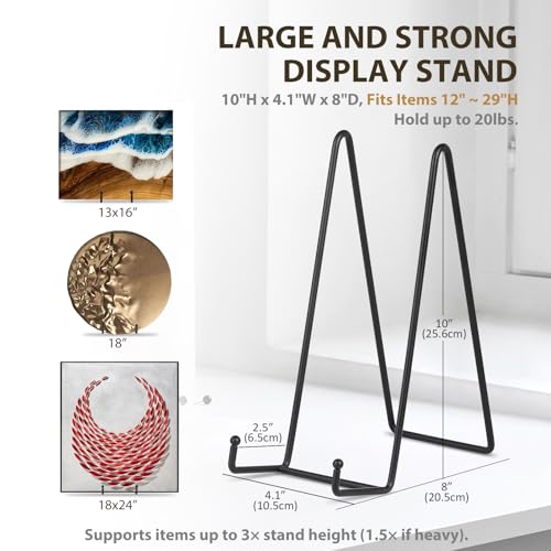 LIONWEI LIONWELI Plate Display Stand Easel Holders - 10" Tabletop Metal Stands for Heavy Plates, Large Platters and Plaques - Black, 2-Pack - size: 10 inch (2 pieces)