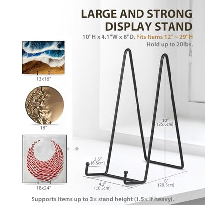 LIONWEI LIONWELI Plate Display Stand Easel Holders - 10" Tabletop Metal Stands for Heavy Plates, Large Platters and Plaques - Black, 2-Pack - size: 10 inch (2 pieces)