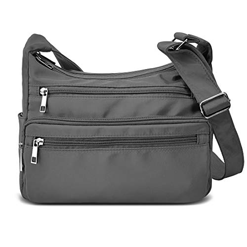VOLGANIK ROCK RFID Purses for Women Fabric Nylon Multi Pocket Crossbody Bag Ladies Travel Handbag - color: Gray, size: Standard