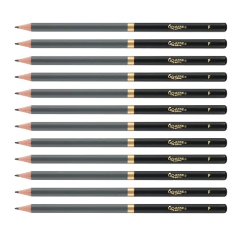Cezanne Graphite Drawing Pencils Set - F, Set of 12 Break-Resistant Graphite Lead, Easy-to-Sharpen Sketch Pencils, Master Artist Quality Graphite Pencils for Technical and Artistic Drawing - color: F, size: Set of 12