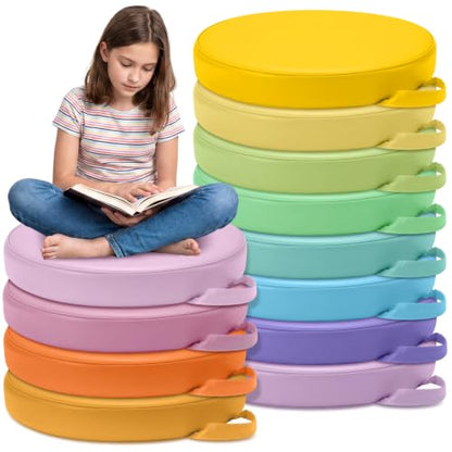 Gerrii 12Pcs Floor Cushions for Classroom,15 in Extra Thick Flexible,Pastel - color: Pastel