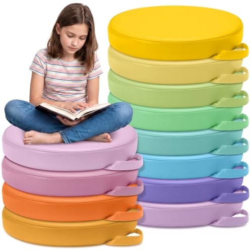 Gerrii 12Pcs Floor Cushions for Classroom,15 in Extra Thick Flexible,Pastel - color: Pastel