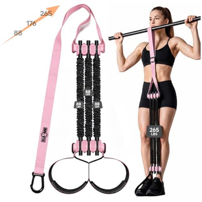Innstar Pull Up Assistance Bands, Heavy Duty Resistance Band for Pull Up Assist, Adjustable Resistance 165-265lbs with Fabric Feet/Knee Rest, Pull Up Bands Assistance Bands - color: Pink 265lbs adjustable