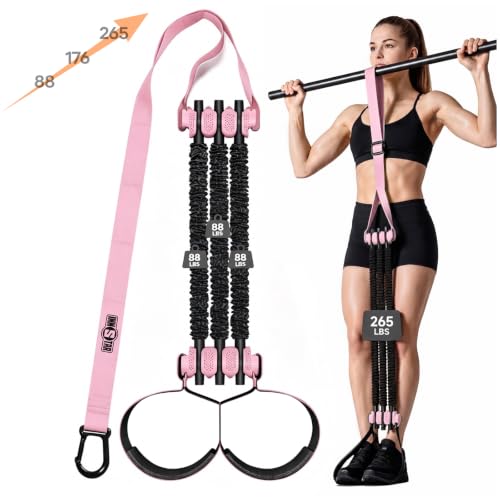 Innstar Pull Up Assistance Bands, Heavy Duty Resistance Band for Pull Up Assist, Adjustable Resistance 165-265lbs with Fabric Feet/Knee Rest, Pull Up Bands Assistance Bands - color: Pink 265lbs adjustable