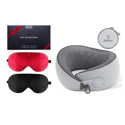 BeeVines Silk Sleep Masks & Travel Neck Pillow