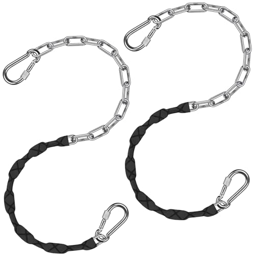 SELEWARE 2 Pcs 65" Stainless Steel Hanging Chains Heavy Duty Swing Chains - color: Black, size: 65" (2 Pcs)
