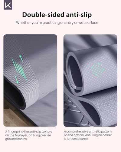 KEEP Extra Wide Yoga Mat, 7mm Thick 72" x 32" Exercise Mat | 7mm thick Extra wide yoga mat with carry strap for home workout, yoga, exercise and Pilates - color: Purple