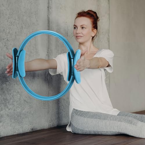 Syhood Pilates Ring 11. 81 Inch Pilates Circle Yoga Ring Magic Lightweight Flexible Workout Equipment for Fitness Physical Therapy Resistance Exercise Arms Legs - color: Blue