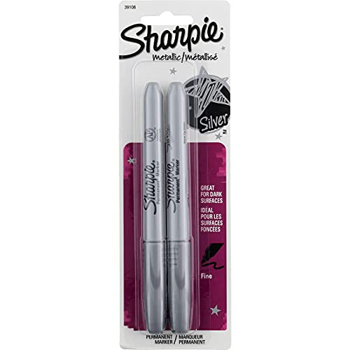 Sharpie Metallic Permanent Markers, Fine Point, Silver, For Black Paper or Dark Surfaces, Arts & Crafts, Posters (Pack of 12) - size: 1 Count (Pack of 12)