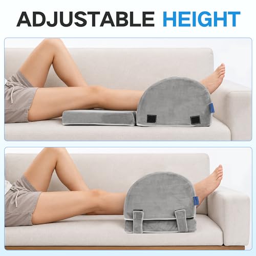 Adjustable Height Knee Replacement Pillow for Recovery - Leg Elevation Pillow with Firm Foam for Post-Surgery Sleeping, Hip & Ankle Pain Relief & Swelling Reduction (Grey) - size: 2-in-1 Layered