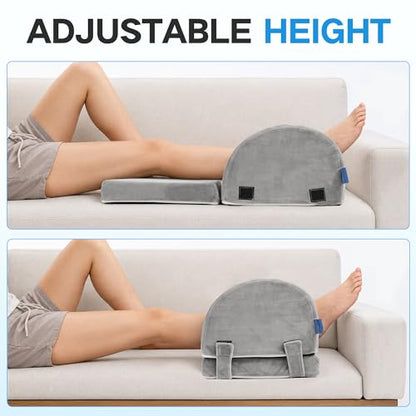 Adjustable Height Knee Replacement Pillow for Recovery - Leg Elevation Pillow with Firm Foam for Post-Surgery Sleeping, Hip & Ankle Pain Relief & Swelling Reduction (Grey) - size: 2-in-1 Layered