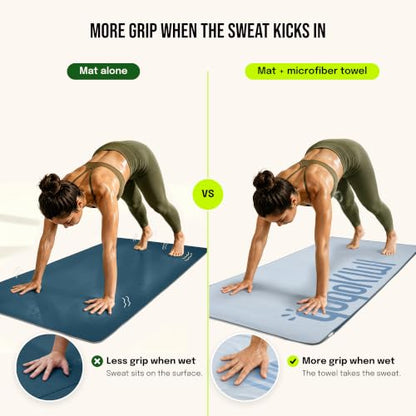 Gogokiwi Yoga Mat and Towel Set with Strap, 72 x 36 in, Non Slip Pilates - color: Ocean