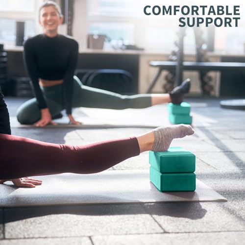 Yoga Blocks 2 Pcs, 9"x6"x3" Yoga Brick Foam Blocks EVA Foam Block Yoga Props Accessories for Yoga Pilates Stretching and Meditation - color: Light Blue