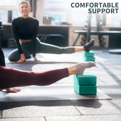 Yoga Blocks 2 Pcs, 9"x6"x3" Yoga Brick Foam Blocks EVA Foam Block Yoga Props Accessories for Yoga Pilates Stretching and Meditation - color: Light Blue