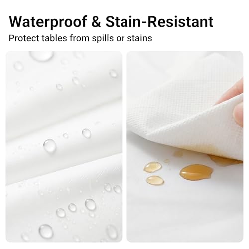Auros 10-Pack Plastic Tablecloths, 54x108 Inch Disposable Table Covers, 8FT | Rectangle Waterproof & Throw Away Table Cloth, Easy Cleanup for Party, Wedding, Graduation, Picnic, Fits 6-8ft Tables, White - color: Pure White, size: 54" X 108" Rectangle