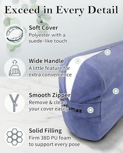 Tumaz Yoga Bolster Set, Rectangular Yoga Bolster with Washable Cover - color: Classic Blue