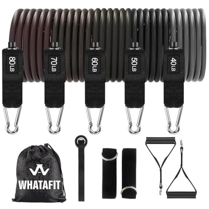 WHATAFIT Resistance Bands with Handles, 5-Level Exercise Bands for Workout - color: Deep Gray