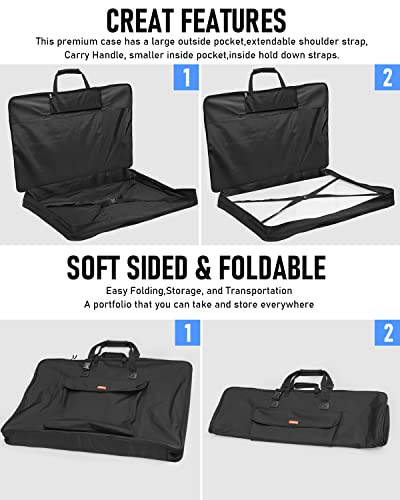 Nicpro Art Portfolio Bag 20 x 26 in, Nylon Artist Carrying Bag Waterproof | Soft Sided Bag, Adjustable Shoulder Strap, Storage Case for Artwork Sketch Drawing Canvas Photography Poster Solar Panel - size: 20 x 26 inches