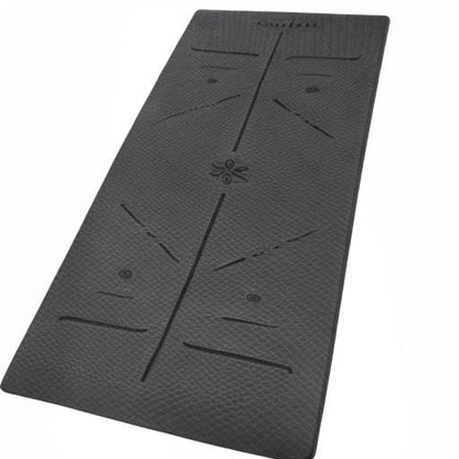 Ewedoos Eco Friendly Yoga Mat with Alignment Marks TPE Yoga Mat Non Slip Hot Yoga Mat Thick 1/4'' Anti-Tear Surfaces Exercise Mats for Home Workout Fitness Pilates - color: GRAY