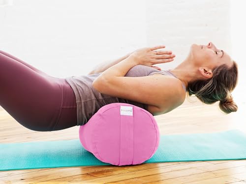 Pranayama Yoga Bolster Meditation Pillow - color: Pink, size: Cylindrical 28" x 10"
