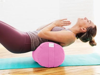 Pranayama Yoga Bolster Meditation Pillow - color: Pink, size: Cylindrical 28" x 10"