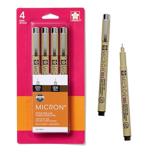 SAKURA Pigma 50047 Micron Blister Card Ink Pen Set, Black/Sepia, 003/005 Black/Sepia 4CT | Archival Ink Pens for Writing, Drawing, or Journaling, Fade Resistant, Consistent Color, Professional Quality - style: Fine Tip